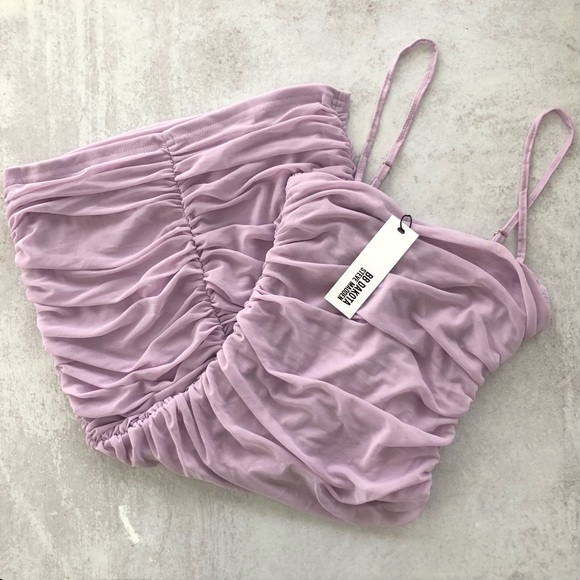 BB Dakota by Steve Madden Stay Mesh Ruched Bodycon Mini Dress in Lilac M NWT - Picture 6 of 7